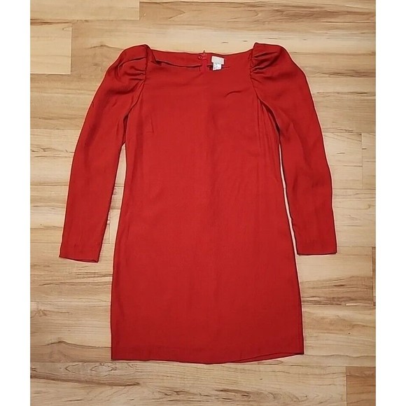 H&M Dress RED  PUFF Long Sleeve Sz 6 - Picture 3 of 13